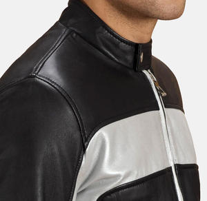 Wholesale 2026 Classic Biker Pu Leather Slim Fit Windproof Waterproof Stand <b>Collar</b> Black & Silver Leather <b>Jacket</b> For Men Winter - Product Image 3