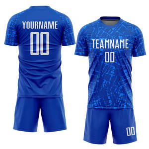 ชุดยูนิฟอร์มฟุตบอลชายแบบกำหนดเอง เสื้อและกางเกงขาสั้น OEM พิมพ์ลายด้วยความร้อน โลโก้และหมายเลขส่วนตัว ไซส์ใหญ่ โพลีเอสเตอร์ 100% - Product Image 2