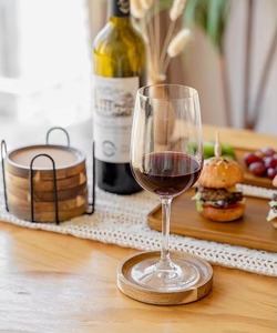 Round Wood Coasters Natural Finish Handmade <b>Mats</b> & Pads Modern Design Non-Slip - Product Image 1