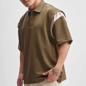 Polo de Algodón Verde Oliva para Hombre, Transpirable, Liso, de Manga Corta, Estilo Casual para Adultos, Corte Holgado - Product Image 2