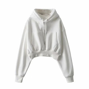 Nueva Sudadera Corta de Algodón con Pedrería para Mujer, de Manga Larga, Holgada, Transpirable, Ecológica, de Forro Polar Sólido, Ideal para Fitness y Gimnasio, Colección Invierno High Street - Product Image 2