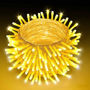 Catena di Luci Natalizie a 200 LED, 23 Metri, Collegabili, Luce Calda Sfarfallante per Esterni, 8 Modalità, Timer Automatico - Product Image 1