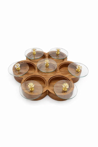 Boîte à épices en bois artisanale avec 7 compartiments, boîte à épices en bois, boîte de rangement pour fruits secs, bonbons, organisateur pour la cuisine, la salle à manger, la maison - Product Image 5