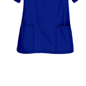 Blusa Médica Azul Rey con Cuello en V y Manga Corta con Ribete Blanco para Enfermeras de Hospital - Product Image 2