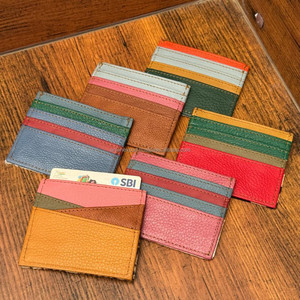 Cartera de cuero reciclado colorida delgada de negocios, tarjeteros de tendencia, regalo de moda de viaje, bolsillo para monedas, estilo personalizado - Product Image 5