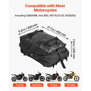30L impermeabile borsa posteriore posteriore per moto portapacchi per moto sport all'aria aperta porta bagagli universale zaino nero a spalla - Product Image 2