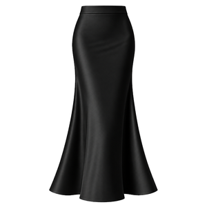 Jupe sirène longue en satin taille haute, blanche unie, élégante pour femme - Product Image 2