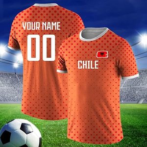 Maillot de football personnalisé du Chili pour homme, manches courtes, design tendance à pois, impression sublimée, vêtements de sport respirants, coupe classique, toutes saisons - Product Image 3