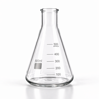 Fiole triangulaire en verre borosilicate de 100 ml, col droit, conique, graduée, pour usage en laboratoire chimique, transparente