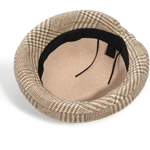 Casquette Gavroche Noire Tendance pour Femme, Rayures Fines, Chapeau de Boulanger, Visière Mode avec Anneau Métallique, 100% Laine, Idéale pour l'Hiver et les Fêtes en Extérieur, Vente en Gros - Product Image 2