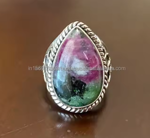 Hermoso anillo de zoisita de rubí de alta calidad hecho a mano Plata de Ley 925 chapado en rodio Etsy's Gamestone Ring - Product Image 5