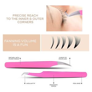 Meilleures pinces à épiler professionnelles pour extensions de cils, pointes en fibre pour une adhérence parfaite aux cils, ne glissent jamais même sur les cils de 0,03 mm, courbure à 75 degrés - Product Image 4