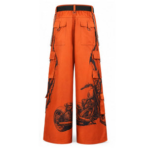 Pantalon cargo droit rose pour homme, taille mi-haute, plusieurs poches, motif, en toile, idéal pour le printemps - Product Image 6