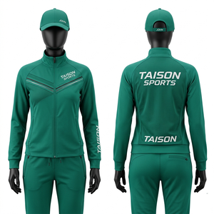 Survêtement de badminton pour femmes, tissu polyester premium 300 GSM, panneaux contrastés vert et rose, logo imprimé par transfert thermique - Product Image 3