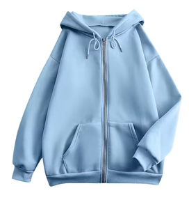 <b>Pink</b> Unisex Hooded Zip-Up <b>Sweatshirt</b> Oversized Fleece Casual Autumn Wear Regular Sleeve Solid Color Knitted Design 100% Cotton - Product Image 5
