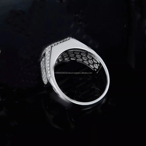 Men's Fancy Band <b>Ring</b> 925 Sterling Silver Prong Engagement Rhodium Plated Hip Hop <b>Iced</b> Cut Diamond Wedding Anniversary Gift - Product Image 3