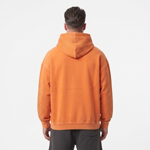 Custom Men's Crystal Rhinestone <b>Hoodie</b> Shiny Sleeves <b>Orange</b> Hooded Sweatshirt Cotton Fashion Streetwear Winter Sweatshirt - Product Image 6