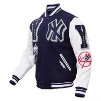 Blouson universitaire unisexe de haute qualité, personnalisé avec nom d'équipe, motif graffiti 3D, bleu marine et blanc, style streetwear