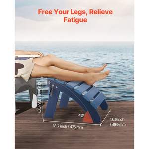 Adirondack pouf 2 Set 18.7L X 18.9W X 13.8H pollici poggiapiedi pieghevole poggiapiedi blu sedie a sdraio - Product Image 5