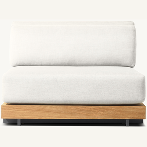 Fauteuil confortable en teck au design moderne, idéal pour l'intérieur ou l'extérieur, équipé d'un rembourrage en mousse souple. - Product Image 1