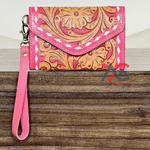 2026 Premium Brand Floral Western Style Genuine Cowhide Leather Cowgirl Wallet New Pattern <b>Wristlet</b> Clutch for Travel Organizer - Product Image 1