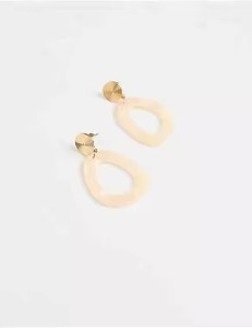 Pendientes de Lágrima Abiertos Minimalistas de Resina, Artesanía de Resina Cremosa, Pendientes de Lágrima de Resina Crema - Product Image 2