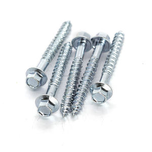 Tornillo de Cabeza Hexagonal Externa de Acero al Carbono Clase 4 PDC, Métrico/Pulgadas, Punta Afilada, Rosca Gruesa para Madera, Estándar DIN, Blanco/Amarillo - Product Image 3