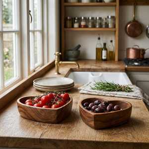 Plateau de rangement en bois, forme irrégulière, 1 compartiment, design classique, utilisation en cuisine, finition polie, multifonction, passe au lave-vaisselle - Product Image 3
