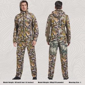 Ensemble veste et pantalon de chasse camouflage pour homme, softshell imperméable, vêtements d'extérieur avec 9 poches, vêtements d'hiver - Product Image 4