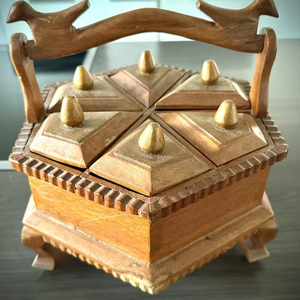 Hexagon With Handle Decorative Kitchen <b>Spice</b> <b>Storage</b> Wooden <b>Spice</b> Box For Countertop Organization Enhancing Interior Warmth - Product Image 1