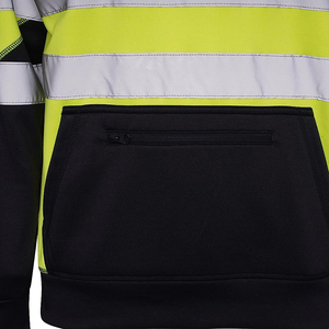เสื้อฮู้ดสะท้อนแสงแบบใหม่ รุ่น Class 2 สีเหลืองดำ พร้อมฮู้ดและกระเป๋า - Product Image 5
