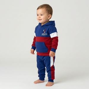 Ensemble de survêtements pour enfants en molleton épais, survêtement pour garçons, joggers, délavé à l'acide, couleur unie, bicolore, streetwear - Product Image 4