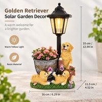 Nouvelle Statue de Jardin Golden Retriever en Résine, Pot de Bienvenue, Décorations pour Famille de Chiens avec Lumière Solaire Ambiante