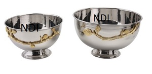 Bol en métal plaqué argent avec motif de branche dorée, fait main, décoratif, pour la décoration de table à la maison, style glamour - Product Image 5