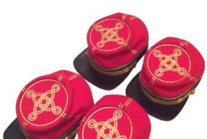 <b>Red</b> <b>Wool</b> Office Kepi Hat Civil W ar Style Cap Embroidered Rank Insignia Leather Chinstrap Historical Costume - Product Image 5