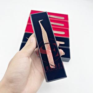 Gran oferta, pinzas de pestañas de Color Plasma de oro rosa, acero inoxidable, punta de fibra de 90 grados, pinzas de extensión de pestañas sostenibles - Product Image 6