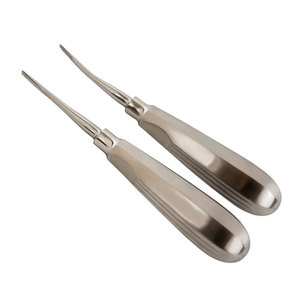 Ensemble de 2 élévateurs dentaires micro-dentelés droits et courbés de qualité supérieure – Instruments de dentisterie - Product Image 1