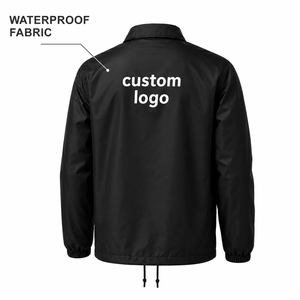 Blouson bomber vintage unisexe noir en polyester avec logo personnalisé sur le devant, coupe-vent, vêtement d'hiver décontracté, mélange de coton - Product Image 2