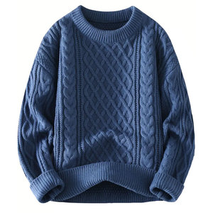 Pull décontracté chaud d'hiver pour homme, nouveau style, col rond, respirant, rembourré, tricoté, motif coloré - Product Image 1