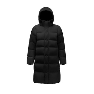 Long <b>Quilted</b> Winter Jacket With Detachable Hood Full Sleeves Zipper Closure Solid Color Polyester Shell Thick Warm Coat - Product Image 2