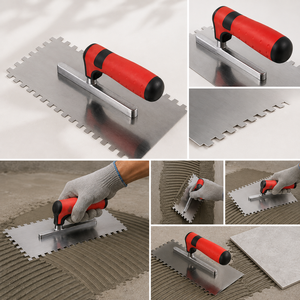 Truelle à plâtrer professionnelle Gurmala à denture crantée avec manche en caoutchouc et lame en acier pour le ciment, le mortier, le nivellement des murs et des sols, et les travaux de maçonnerie - Product Image 5