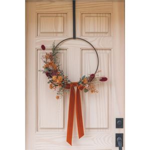 Wholesale Metal Eucalyptus Leaf Wall <b>Wreath</b> with Ribbon Bow Modern Minimalist <b>Christmas</b> Greenery Garland for Front <b>Door</b> Home - Product Image 4
