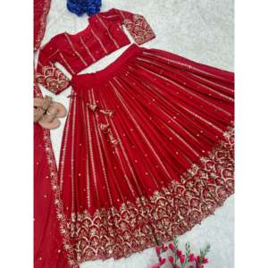 Magnifique Lehenga Choli de soirée taille XL avec de riches broderies - Product Image 5