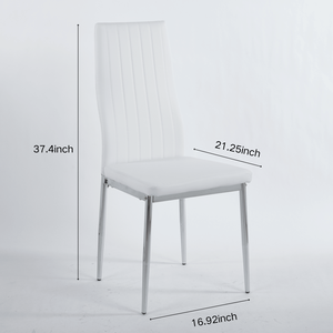 Set da Pranzo Mid-Century 1+4,5 Pezzi con Tavolo con Gambe in Metallo, Tavolo da Pranzo con Base a Piedistallo e Piano in Vetro per 4-6 Persone, per Uso in Sala da Pranzo - Product Image 3