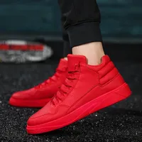Nouvelles baskets rouges pour hommes, chaussures décontractées en cuir à tige haute, baskets streetwear hip-hop, chaussures de skateboard pour hommes, zapatillas hombre