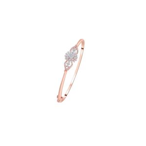Pulsera de oro rosa con diamantes de 0.57 ct, corte brillante redondo, diseño de copo de nieve, engaste de garra, lujo para mujer, para ocasiones especiales - Product Image 2
