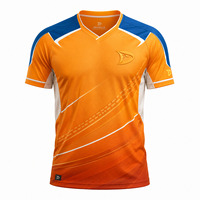 Großhandel Herren Kurzarm Cricket Trikot Individuell Anpassbares Blanko Safranblau Schnelltrocknend Polyester Teamwear Uniform Set