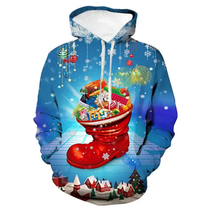 Sudadera con Capucha y Bolsillo Canguro, Impresa en 3D con Diseño de Bolsa de Regalo de Santa Claus - Product Image 5