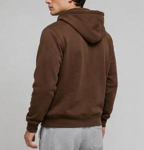 Sweat-shirt à capuche unisexe marron uni zippé, coupe classique, tricoté décontracté avec poches, idéal pour l'hiver, anti-rétrécissement - Product Image 4