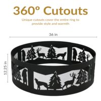 Brasero d'extérieur de 36 pouces - Anneau de foyer portable en métal pour camping et jardin - Découpes à 360 degrés pour la faune - Forêt et nature sauvage